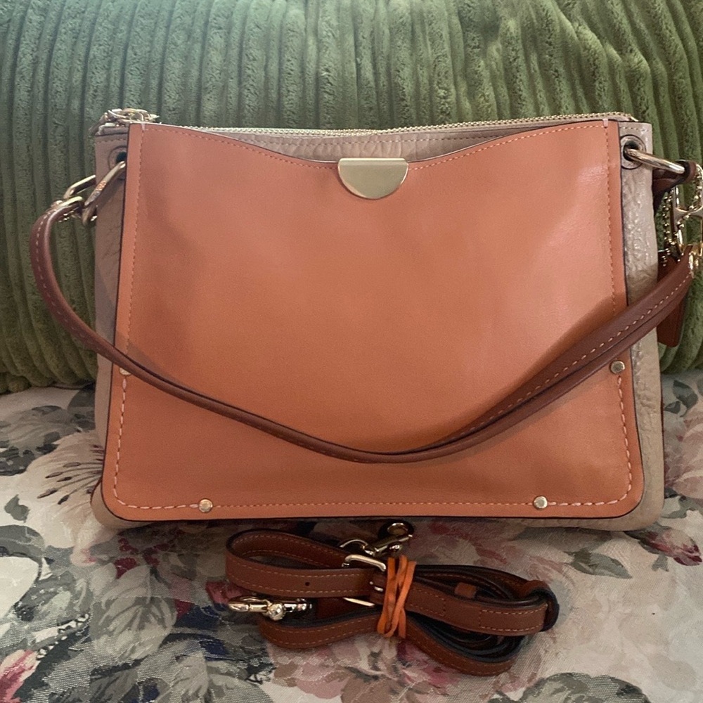 COACH DREAMER SUNRISE LEATHER & SUEDE COLOR BLOCK HANDBAG / CROSSBODY RARE EUC